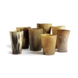 SEVEN HORN BEAKERS 18TH CENTURY AND LATER 12.3cm high (max) (7) Provenance 'A Lifetime of