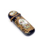 A Samson porcelain spectacles case late 19th century, painted with a Aesop's fable of the Cock and