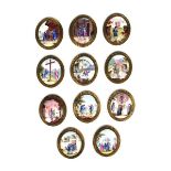 A rare set of eleven English enamel plaques late 18th/early 19th century, possibly made as furniture