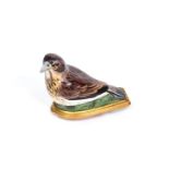 A Birmingham or South Staffordshire bird bonbonnière c.1760, modelled as a thrush, its head slightly