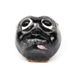 A large Continental enamel bonbonniere late 18th century, modelled as the head of a pug dog with