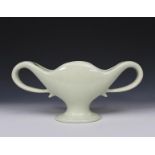 A The Fulham Pottery twin-handled flower vase designed by William John Marriner, twin-handled,