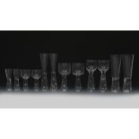 An Iittala Arkipelago glass suite designed by Timo Sarpaneva, clear glass, the solid stems with