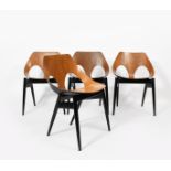 A set of four Kandya Ltd Jason chairs designed by Carl Jacobs, beech with ebonised legs and