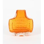 A Whitefriars Tangerine glass TV vase designed by Geoffrey Baxter, textured body, unsigned, 17.