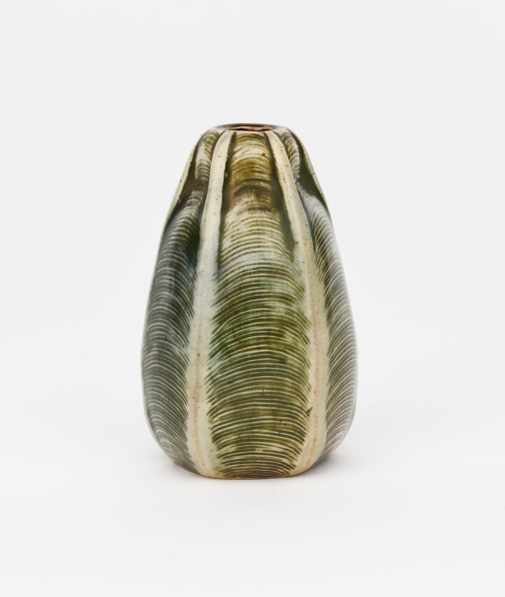 A Martin Brothers stoneware gourd vase by Edwin & Walter Martin, shouldered form, modelled with