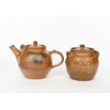 Ray Finch MBE (1914-2012) a Winchcombe Pottery salt-glaze stoneware teapot and cover, with simple