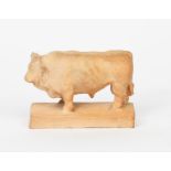 ‡Reginald Fairfax Wells (1877-1951) Bull a Soon Pottery sculpture, signed Soon, chipped horns,