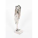 George Henri Laurent (1880-1940) Marabou standing a tall silvered bronze sculpture of a bird, signed