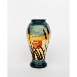 'Reeds at Sunset' a Moorcroft Pottery baluster vase designed by Philip Richardson, painted in