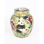 'Panda' a Moorcroft Pottery limited edition ginger jar and cover designed by Sian Leeper, painted in