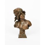 Emmanuel Villanis (1858-1914) Saida a dipped, patinated bronze bust signed and titled in the cast