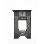 A Falkirk cast-iron fireplace designed by Charles Robert Ashbee, rectangular, cast in low relief