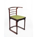A J & J Kohn Fledermaus chair designed by Josef Hoffmann, stained bentwood with applied ball