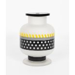 An Egizia Bonnie glass vase designed by Ettore Sottsass, designed 1995, from the Handle with Care