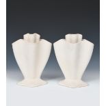 A pair of Fulham Pottery vases designed by Gerard De Witt, shape DWM1, footed, the flaring, fluted