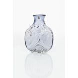 A Whitefriars Lilac glass Nipple vase designed by Geoffrey Baxter, flattened, stepped disc form with
