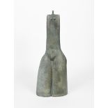 ‡Peter Hayes (born 1946) Female figure, verdi gris stoneware, tall figure incised signature, minor