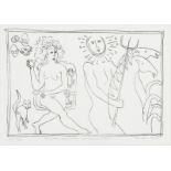 Eric James Mellon (1925-2014) Persephone with a Flautist, 1978 Lithograph on paper, mounted and '