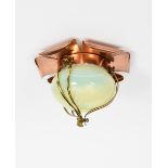 A rare copper and brass ceiling light probably by WAS Benson