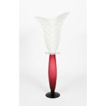 Driade Celine 1 a tall red glass and white porcelain vase designed by Borek Sipek, unsigned 72cm.