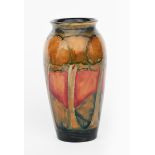 'Eventide' a Moorcroft Pottery vase designed by William Moorcroft, slender, shouldered form, painted