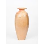 Richard Batterham (1936-2021) a tall stoneware bottle vase, shouldered form with flaring neck, the