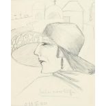 ‡Dorte Clara Dodo Burgner (1907-1998) Woman in a Hat, 1924 pencil on paper titled and dated in