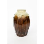 Richard Batterham (1936-2021) A cut-sided stoneware Lily jar, with collar neck, covered with a