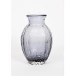 A Whitefriars Lilac glass vase designed by Geoffrey Baxter, swollen ovoid form with flaring neck,