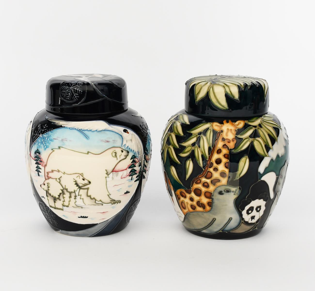 'Noah's Ark' a modern Moorcroft ginger jar and cover, painted in colours, and an 'Arctic Tundra'