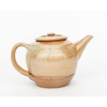 Richard Batterham (1936-2021) a salt-glazed Melon teapot and cover, ovoid with vertical ribs,