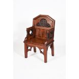A Cox & Sons throne chair the design attributed to William Butterfield, probably manufactured by