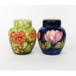 'Nasturtium' a Moorcroft Collector's Club ginger jar and cover designed by Sally Tuffin, painted