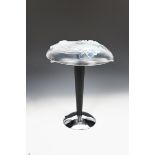 A Moderne table lamp with Art Deco Verlys opalescent glass bowl shade, the opalescent glass cast