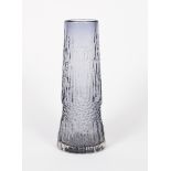 A Whitefriars Lilac glass vase designed by Geoffrey Baxter, waisted cylindrical form with flaring