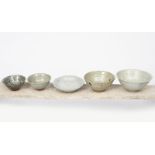 Richard Batterham (1936-2021) a stoneware footed bowl, with simple cut band of decoration, covered