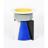 A Memphis Giotto vase designed by Johanna Grawunder, 1991, tapering blue conical body with four