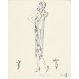 ‡Dorte Clara Dodo Burgner (1907-1998) Woman in a Evening Dress, dated 1924 an early pencil on