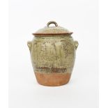 Richard Batterham (1936-2021) a large stoneware beer jar and cover, swollen cylindrical form with