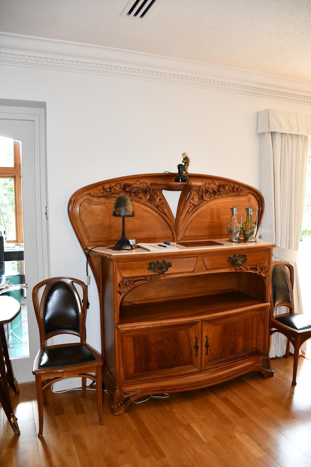 A fine Art Nouveau tulipwood dining room suite designed by Camille Gauthier, previously also - Image 5 of 5