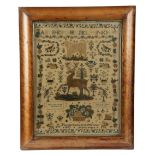 A RARE WILLIAM IV NEEDLEWORK SAMPLER BY A BOY BY HARTLEY JACKSON STEPHENSON worked with coloured