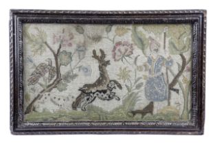A NEEDLEWORK PICTURE ANONYMOUS, LATE 17TH / EARLY 18TH CENTURY worked with polychrome silks, with
