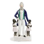 A RARE STAFFORDSHIRE POTTERY FIGURE OF JOHN BROWN c.1860 modelled with the American slavery
