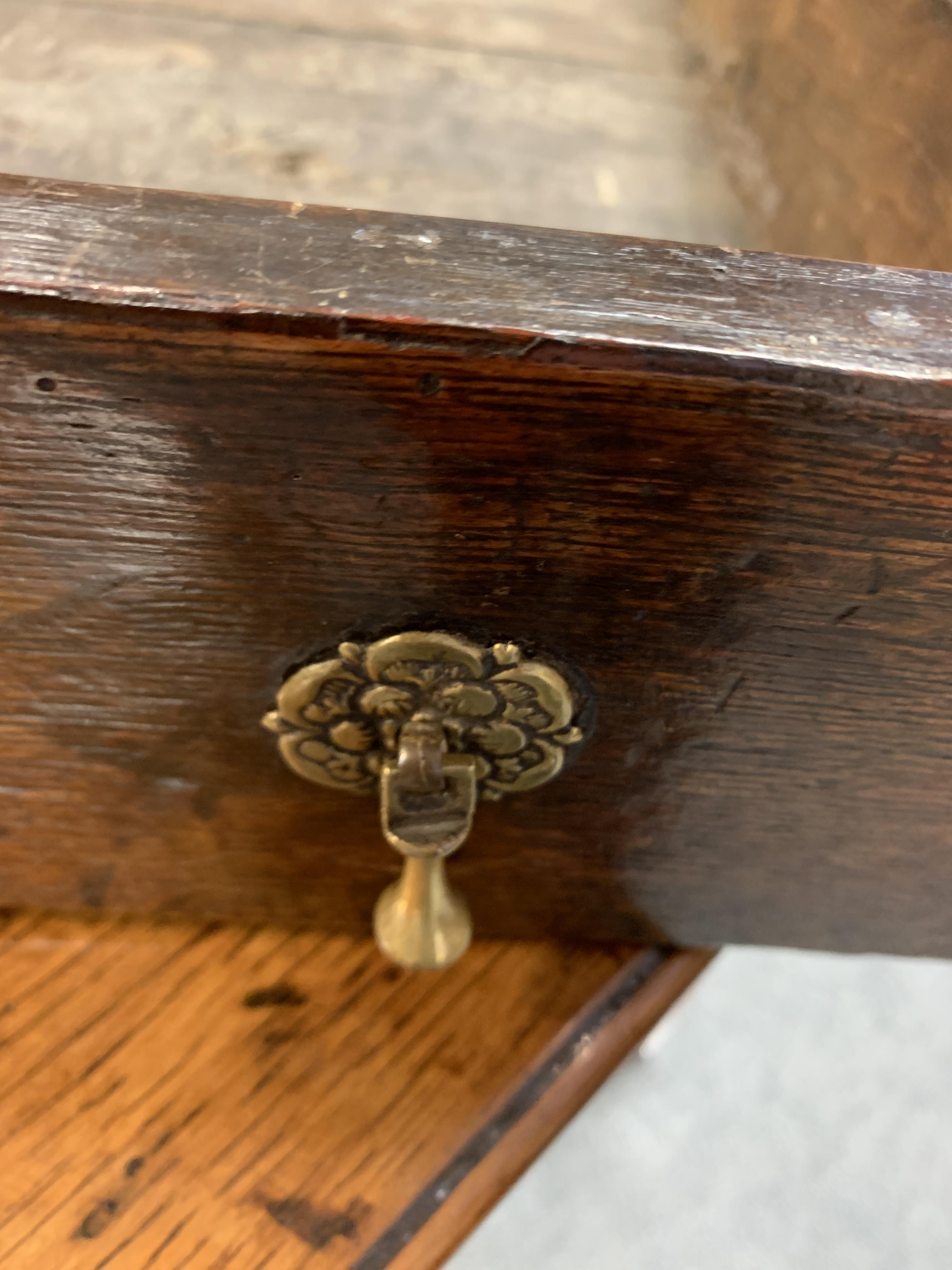 A WILLIAM AND MARY OAK SIDE TABLE C.1690 the rectangular top with a moulded edge, above a frieze - Image 9 of 14