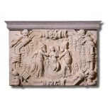 A CARVED LIMESTONE PANEL DEPICTING SUSANNA AND THE ELDERS MID- TO LATE 16TH CENTURY carved in relief
