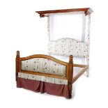 AN EARLY VICTORIAN MAHOGANY HALF-TESTER BED C.1840 AND LATER covered with later parrot and flower