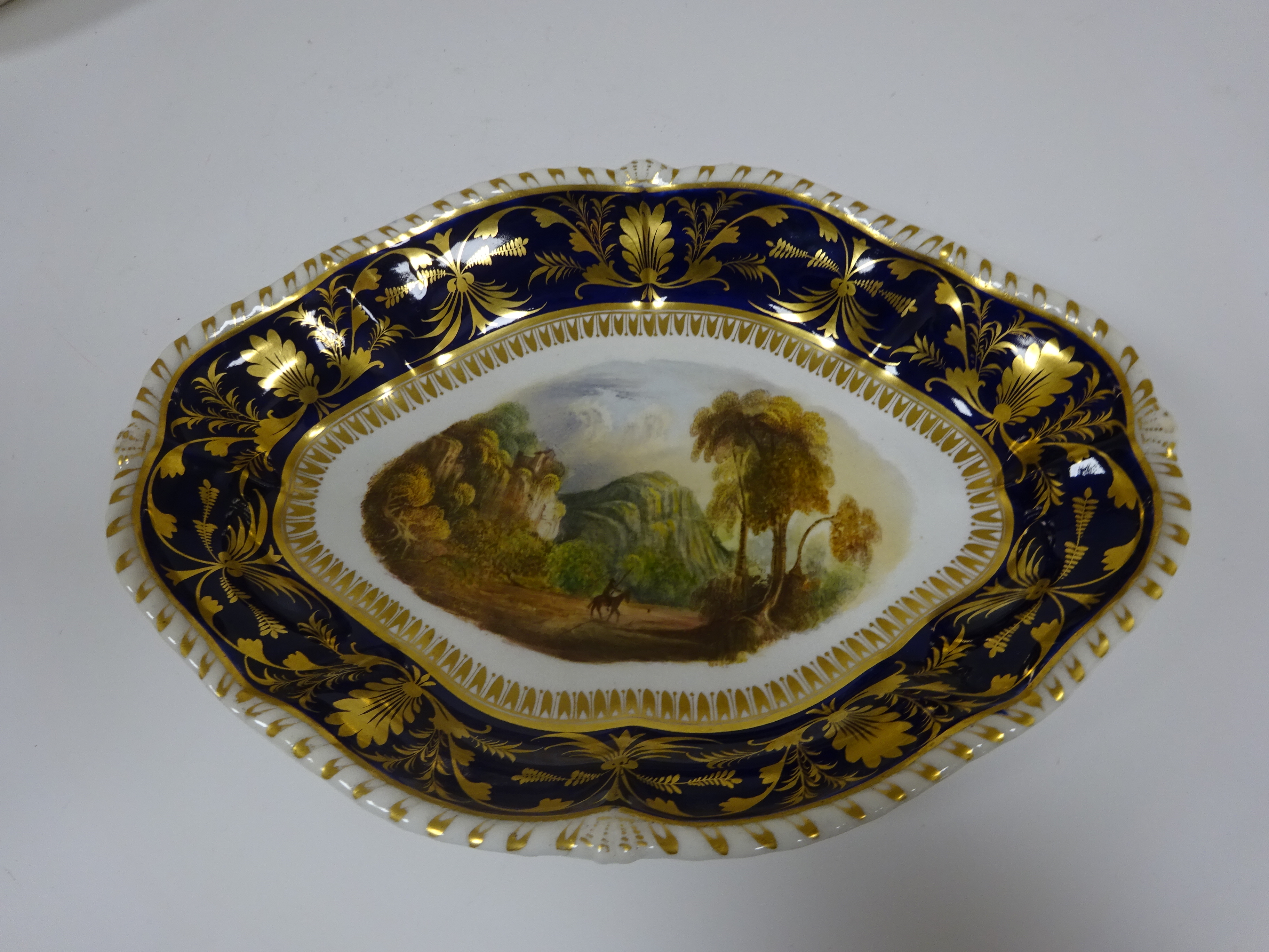 A PAIR OF BLOOR DERBY DISHES EARLY 19TH CENTURY each painted with a topgraphical view, one of - Image 4 of 15