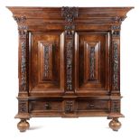 λ A DUTCH ROSEWOOD BAROQUE 'RANKENKAST' OR ARMOIRE EARLY 18TH CENTURY AND LATER with applied