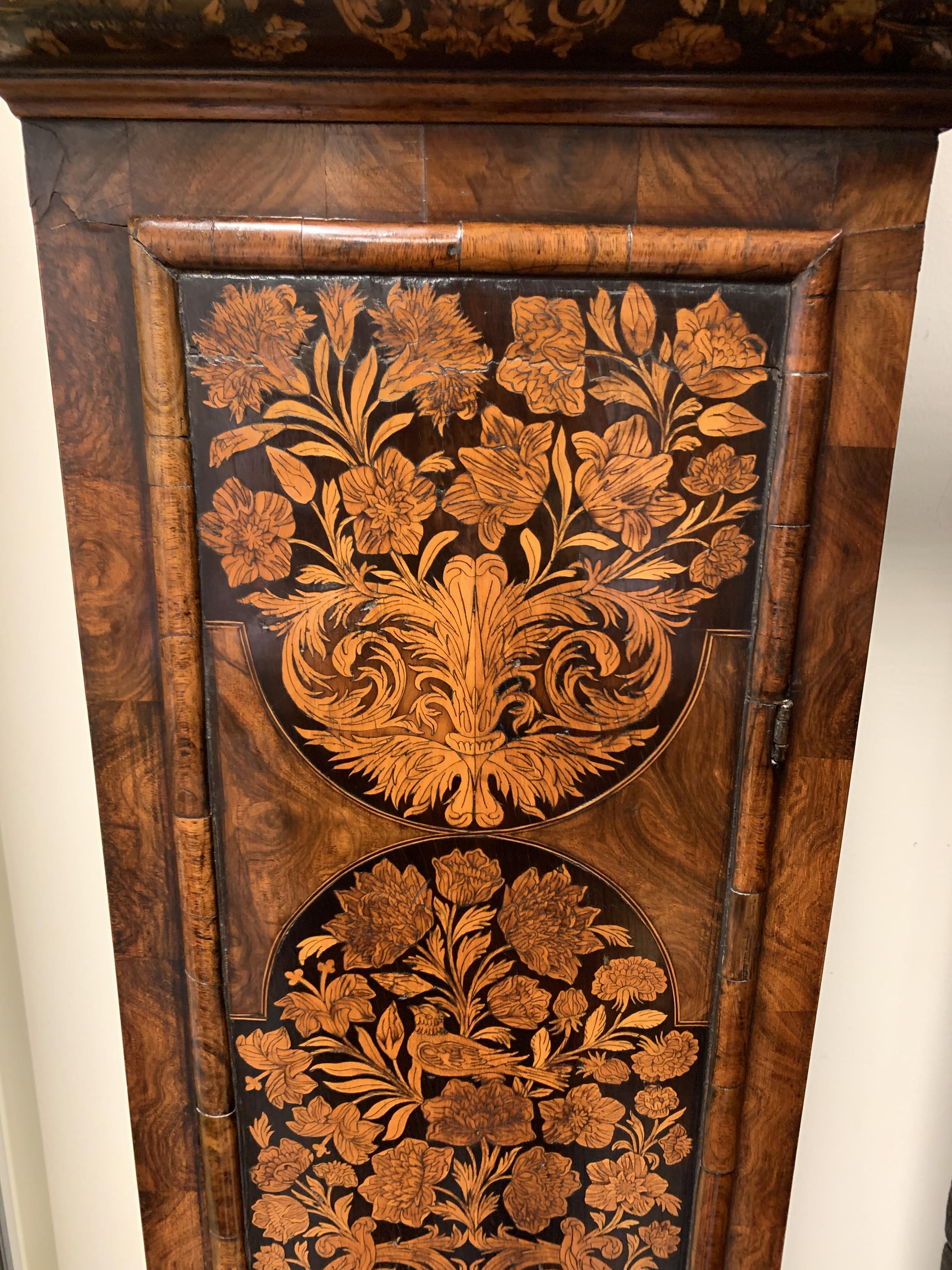 A WILLIAM AND MARY WALNUT AND MARQUETRY LONGCASE CLOCK BY THOMAS BRIDGE LONDON, C.1700 the brass - Image 7 of 30